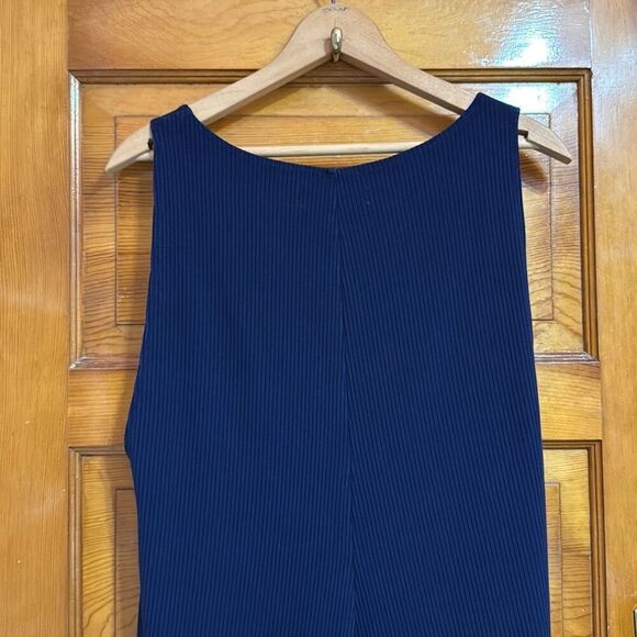 Reformation Sleeveless Navy Ribbed Knit Mod Dress Women’s Large - Picture 6 of 7